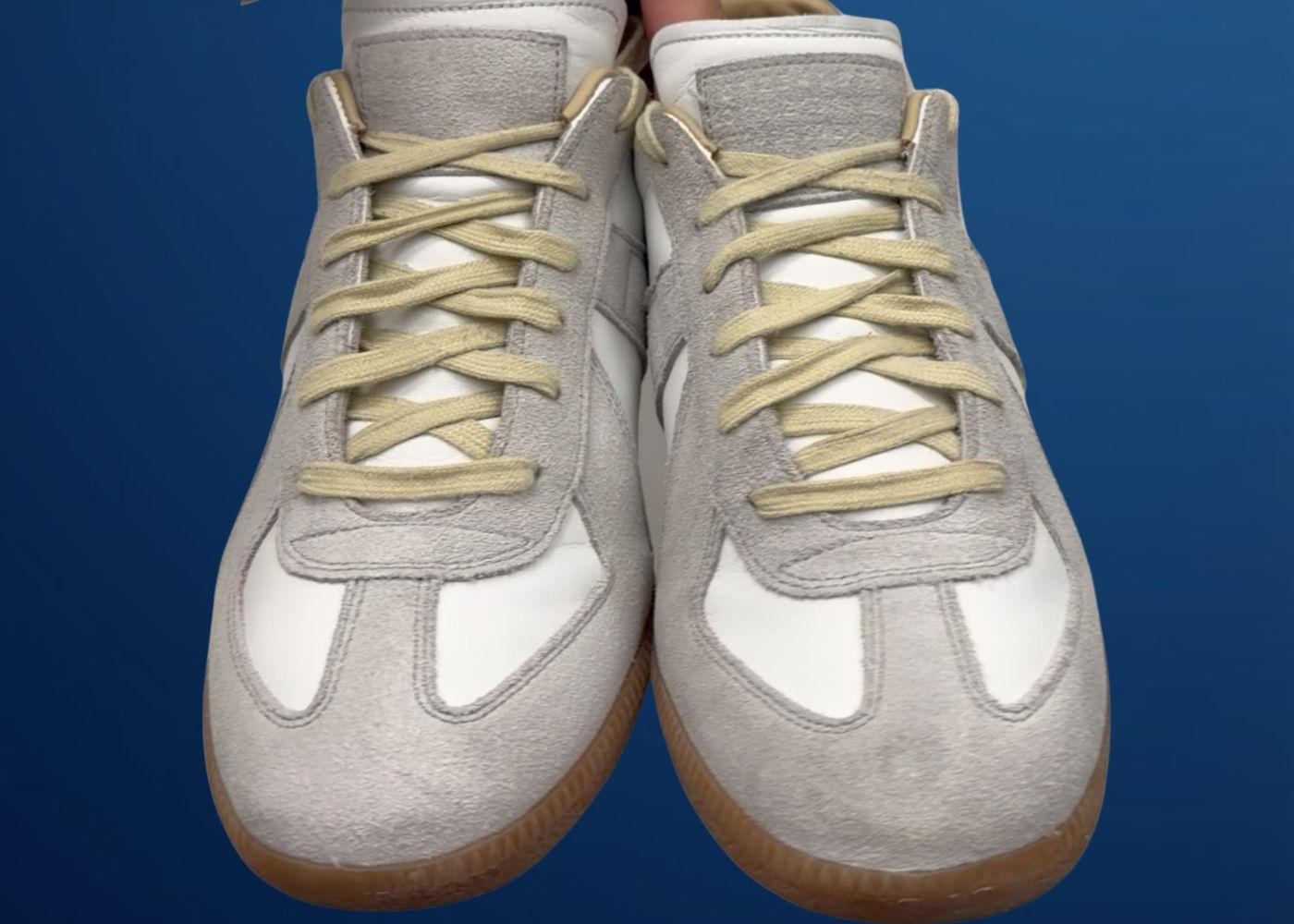 Real customer sneaker pair, before and after Kicks2Fresh restoration